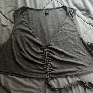 Grey Shein V neck crop top 4x